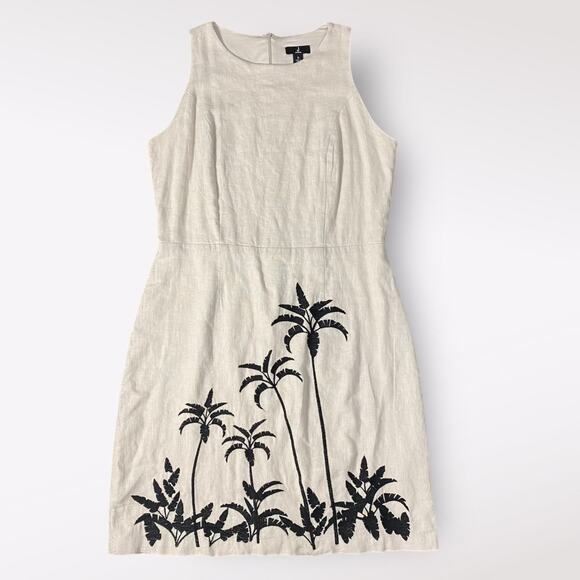 Jason Wu Palm Tree‎ Embroidery Sleeveless Mini Dress Womens Size 6 in Sand - Picture 1 of 11